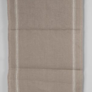 Kapea pellavakangas ruskeanharmaa valkoiset raidat sivuilla