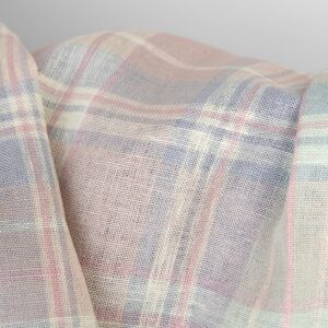 Pellavakangas vaaleanpunainen pastelliruudullinen