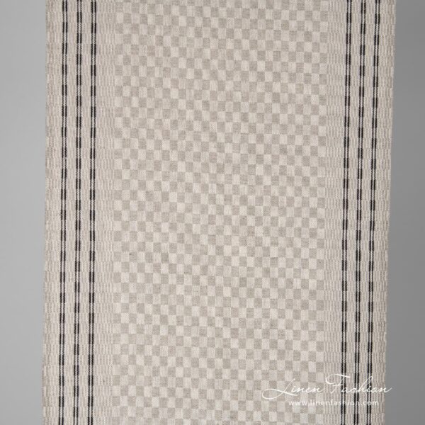 Narrow linen cotton fabric in grey checks.