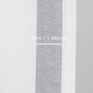 Narrow linen cotton fabric white colour with grey stripes with measurements