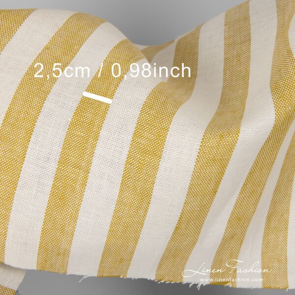 100% linen fabric in yellow and off white stripes.