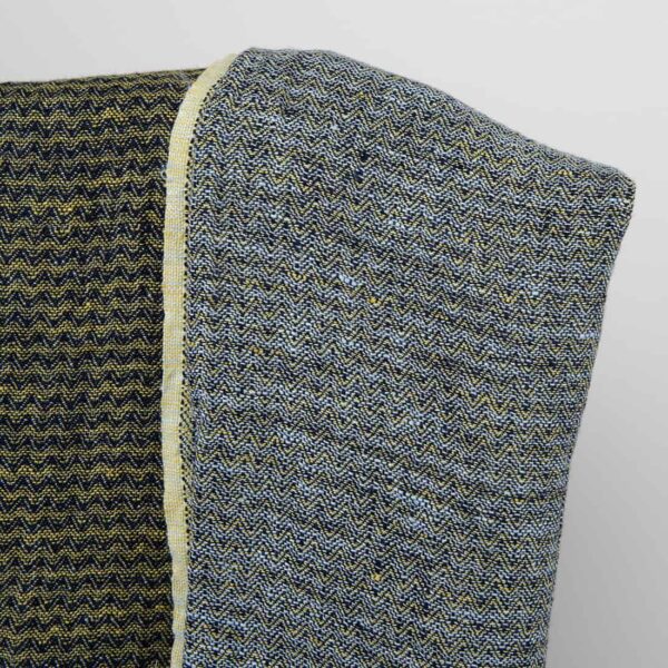 Linen fabric washed yellow and blue, double sided