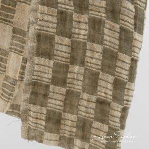 Pellavakangas vihreillä ja kellertävillä ruuduilla, pesty