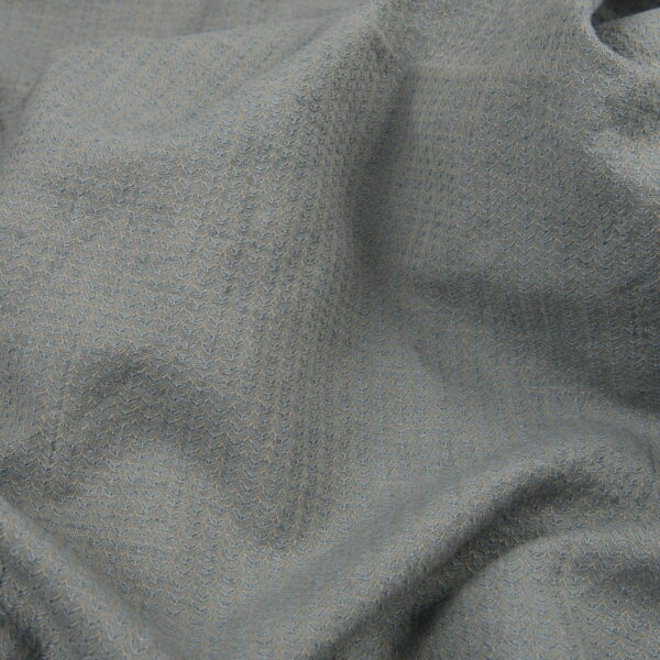 Light blue grey patterned linen cotton fabric washed