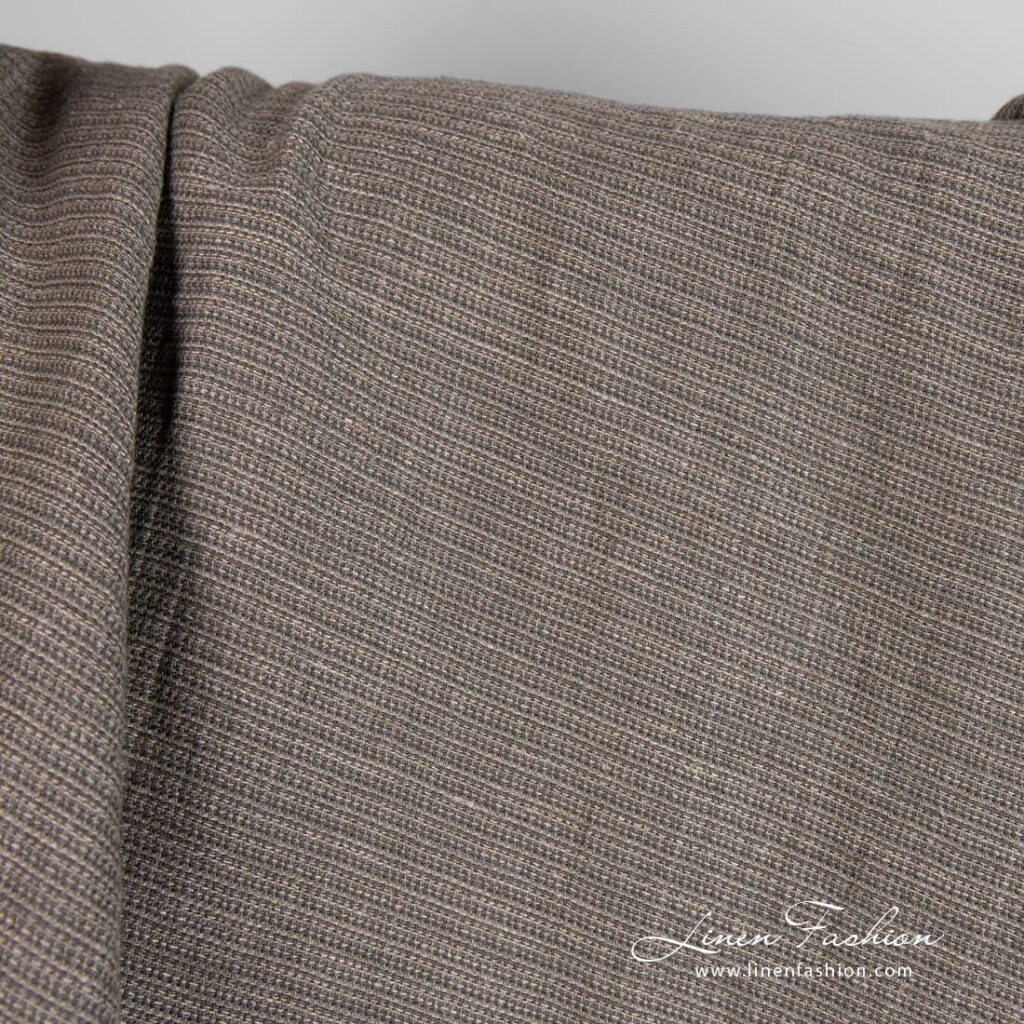 Harmaa pesty pellavapuuvillakangas 3 Grey linen cotton fabric in small delicate design