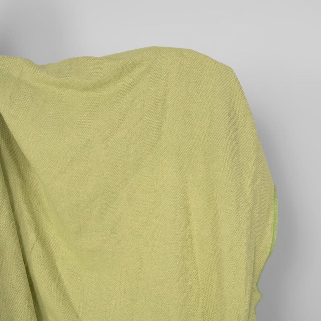 Washed linen cotton fabric yellow green herringbone, main