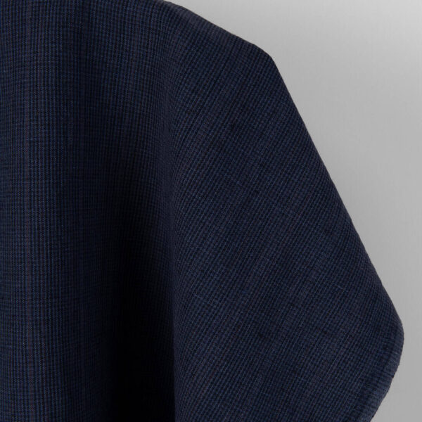Linen cotton fabric dark multicolour striped, specially washed
