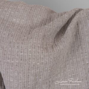 Beige raidallinen pesty pellavapuuvillakangas