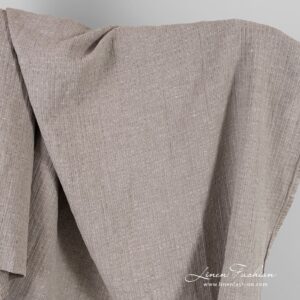 Beige raidallinen pesty pellavapuuvillakangas