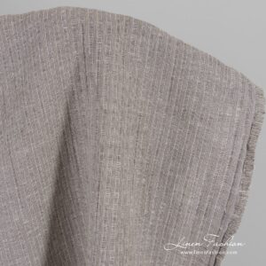 Beige raidallinen pesty pellavapuuvillakangas