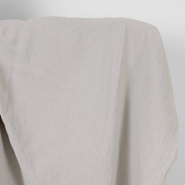 Washed linen cotton fabric light beige-grey melange