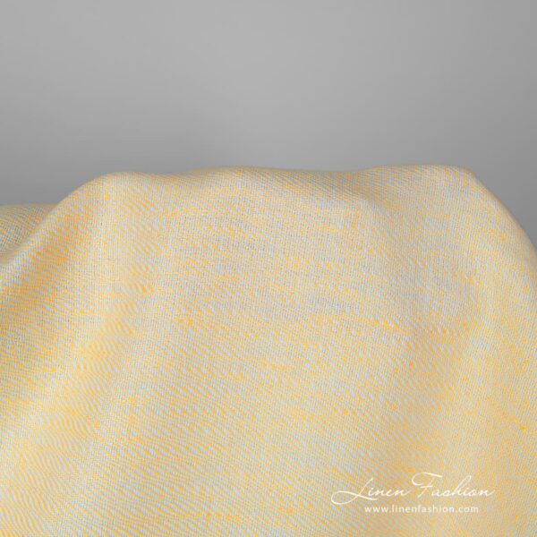 Linen cotton fabric yellow white small pattern product photo