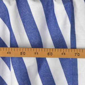 Pellava-puuvillakangas valko-siniraidallinen