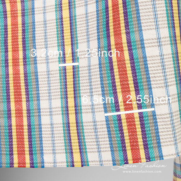 Linen cotton fabric with horizontal and vertical stripes