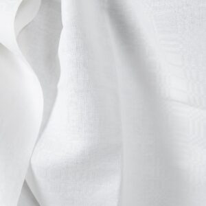 Linen cotton fabric bright white checks pattern 150cm