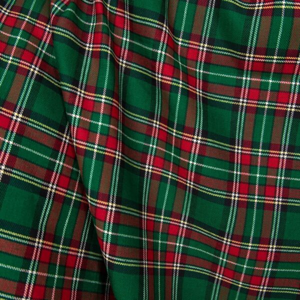 Linen cotton fabric green red checks product photo