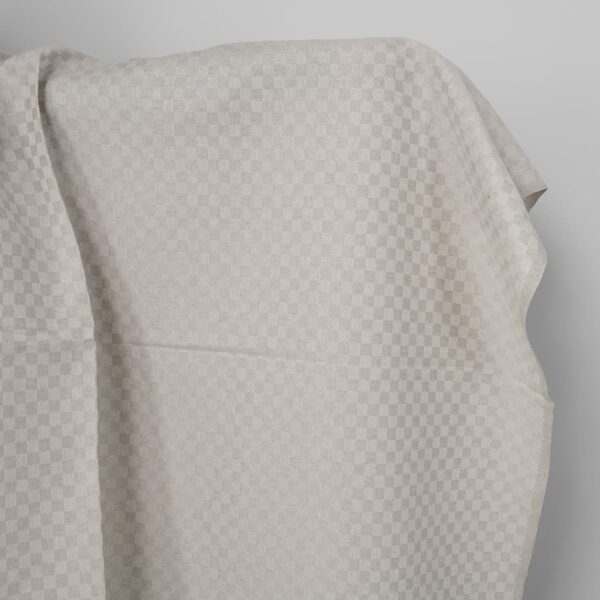 Linen cotton fabric white and natural twill checks
