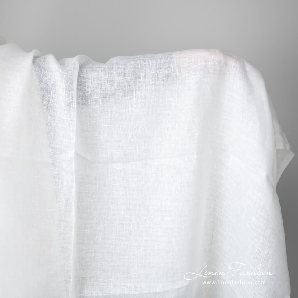 Lightweight linen fabric bright white colour
