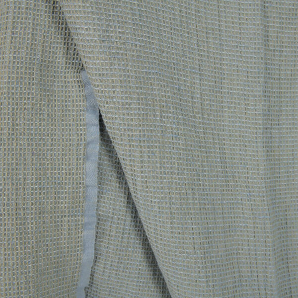 Washed linen cotton fabric blueish green waffle detail