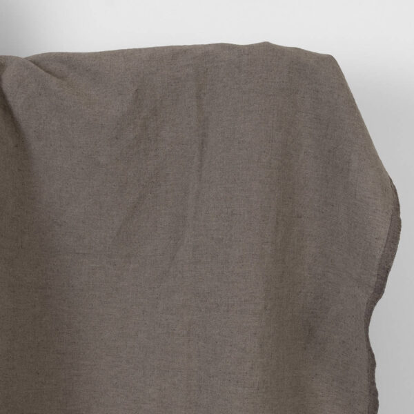 Linen cotton fabric grey-brown melange washed