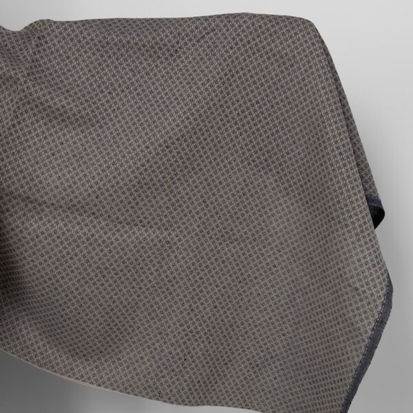 Linen cotton fabric blue and beige diamond pattern