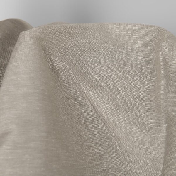 Linen cotton fabric dark beige and white melange, plain weave