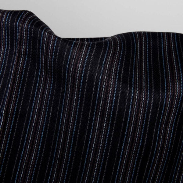 Black striped linen fabric, with multicolour stripes