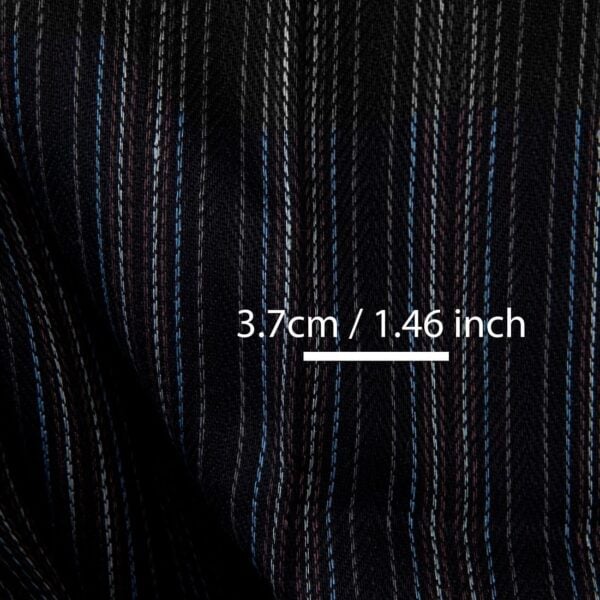 Black striped linen fabric, with measurements