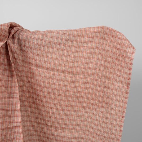 Red and white checked linen fabric