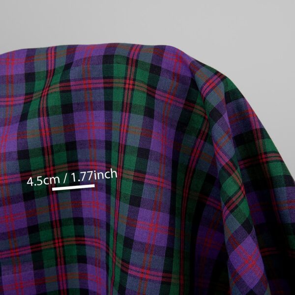Purple and green linen cotton fabric, with measurements