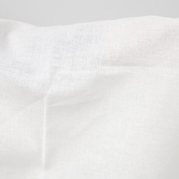Wide linen cotton fabric white colour close up detail