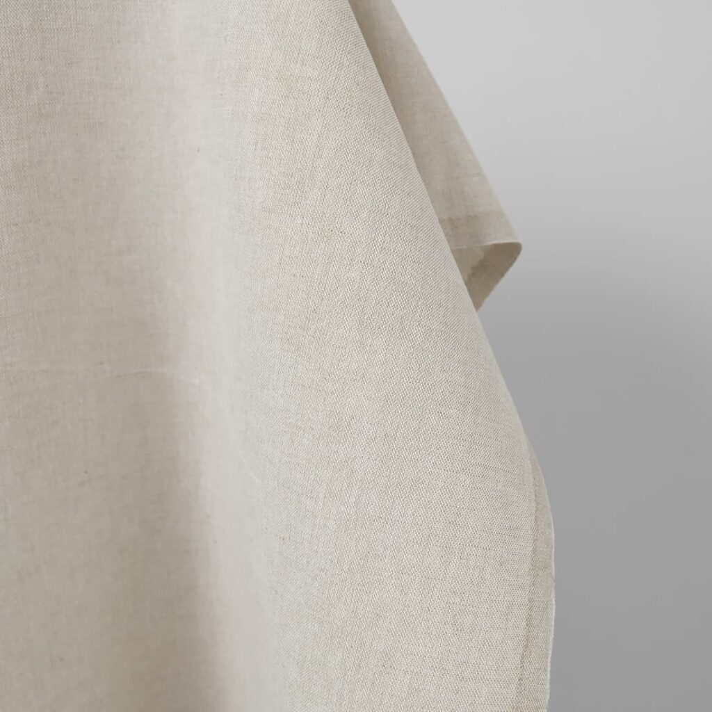 Leveä pellavapuuvillakangas luonnollinen vaaleanharmaa 4 Wide linen cotton fabric natural light grey colour edge