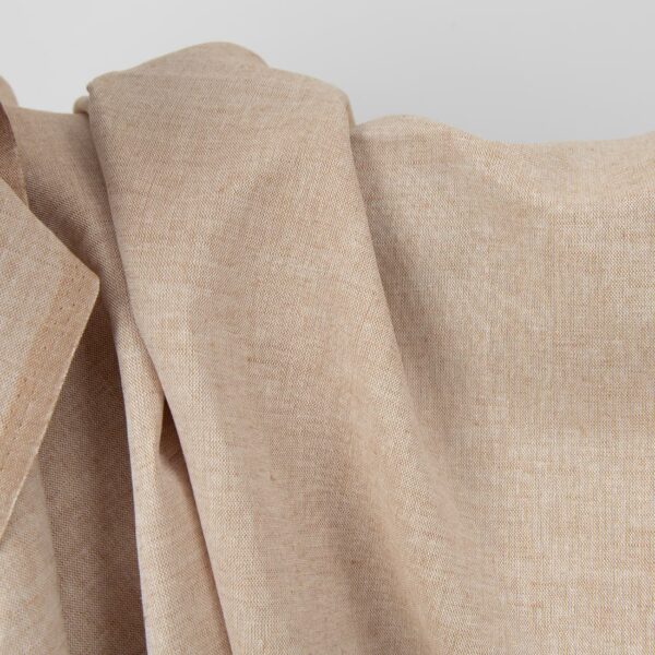 Wide linen cotton fabric light brown colour product photo