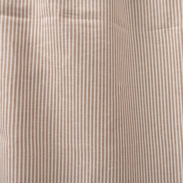 Wide linen cotton fabric in white and brown stripes product photo