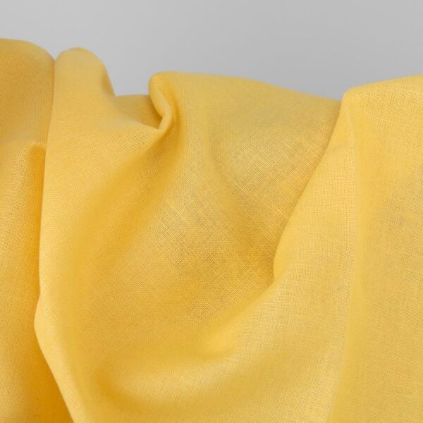 Bright yellow linen cotton fabric, plain weave