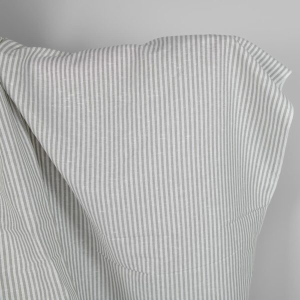 Linen blend grey striped fabric