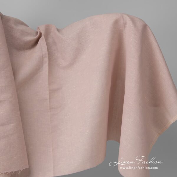 Linen cotton fabric, light yellow - lilac melange