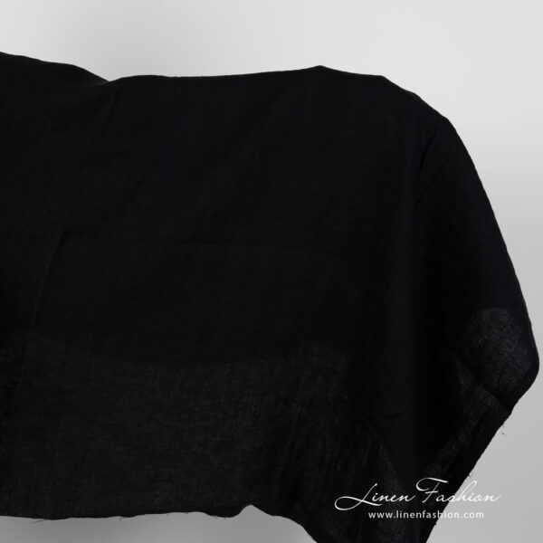 Washed linen fabric black colour