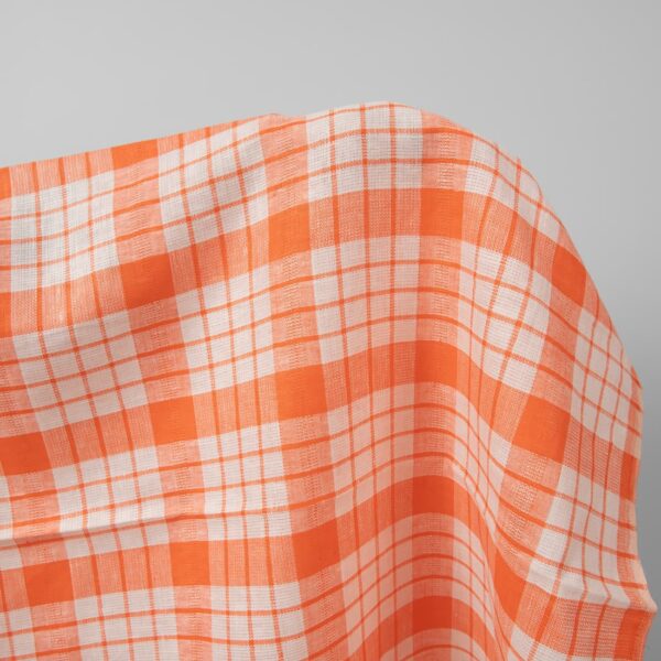 Orange checked linen fabric product photo