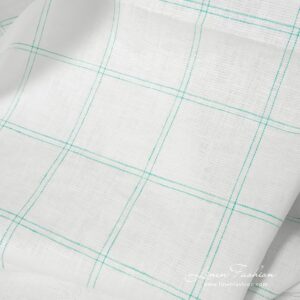 Green checked linen fabric.