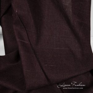 Cherry linen fabric with decorative stripes