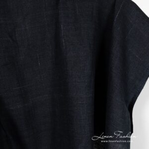 Dark blue linen fabric with stripes