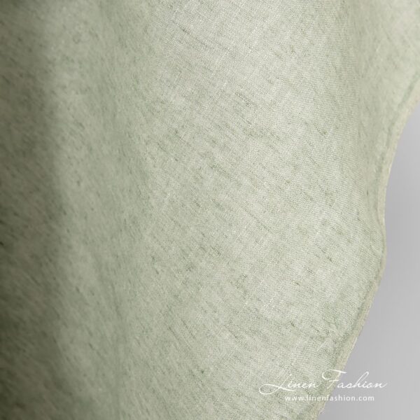 Greenish linen wide fabric in plain weave pattern