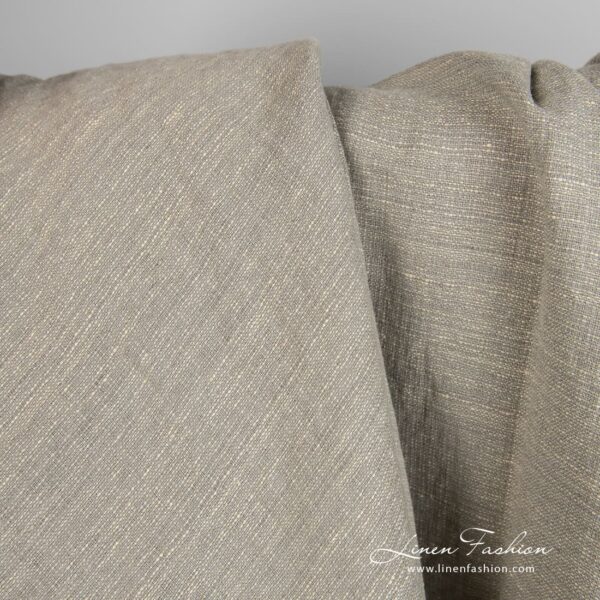 Linen cotton yellow grey fabric, perfect for clothes and home textile