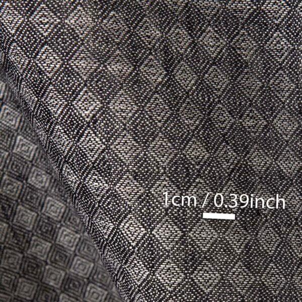 Black and grey linen fabric, with measurements