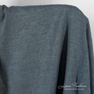 Kalanruotokuvioinen pellavakangas, oliivinvihreä ja tummansininen