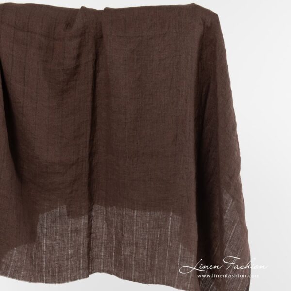 Brown linen fabric with vertical stripes.