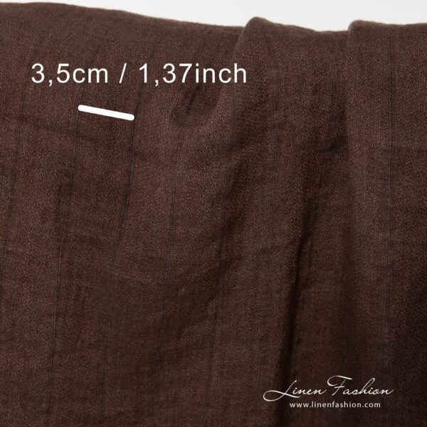 100% linen fabric in brown colour, washed.