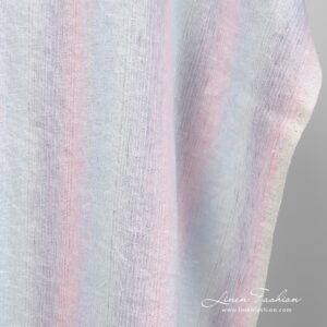 Monivärinen pastellinsävyinen pesty pellavakangas lurexilla