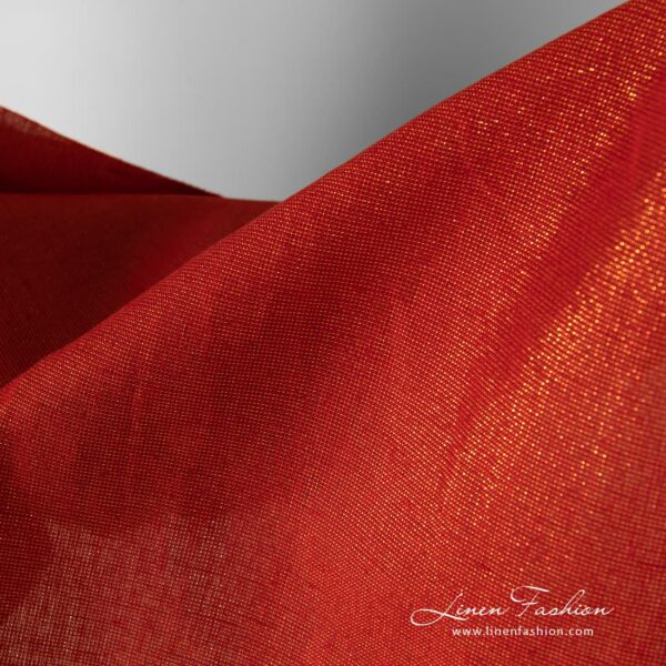 Linen cotton fabric in red colour.